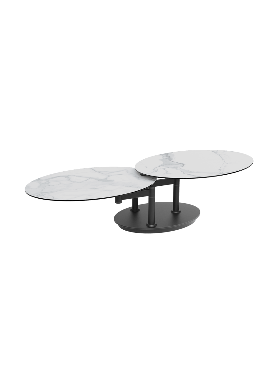 
Ausziehbarer, flexibler Design Keramik Couchtisch „Alba Roulette“ - Keramik Travertin