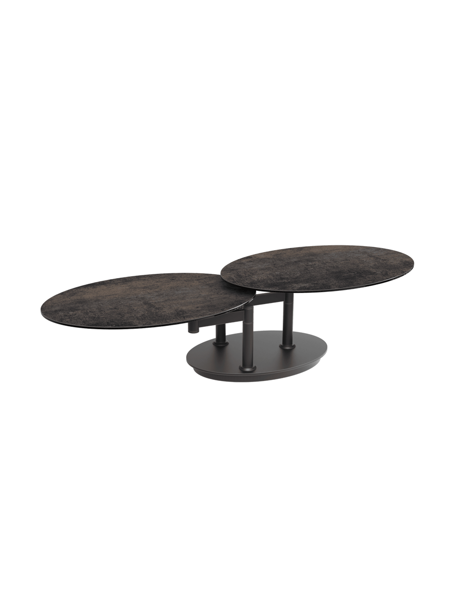 
Ausziehbarer, flexibler Design Keramik Couchtisch „Alba Roulette“ - Keramik Travertin