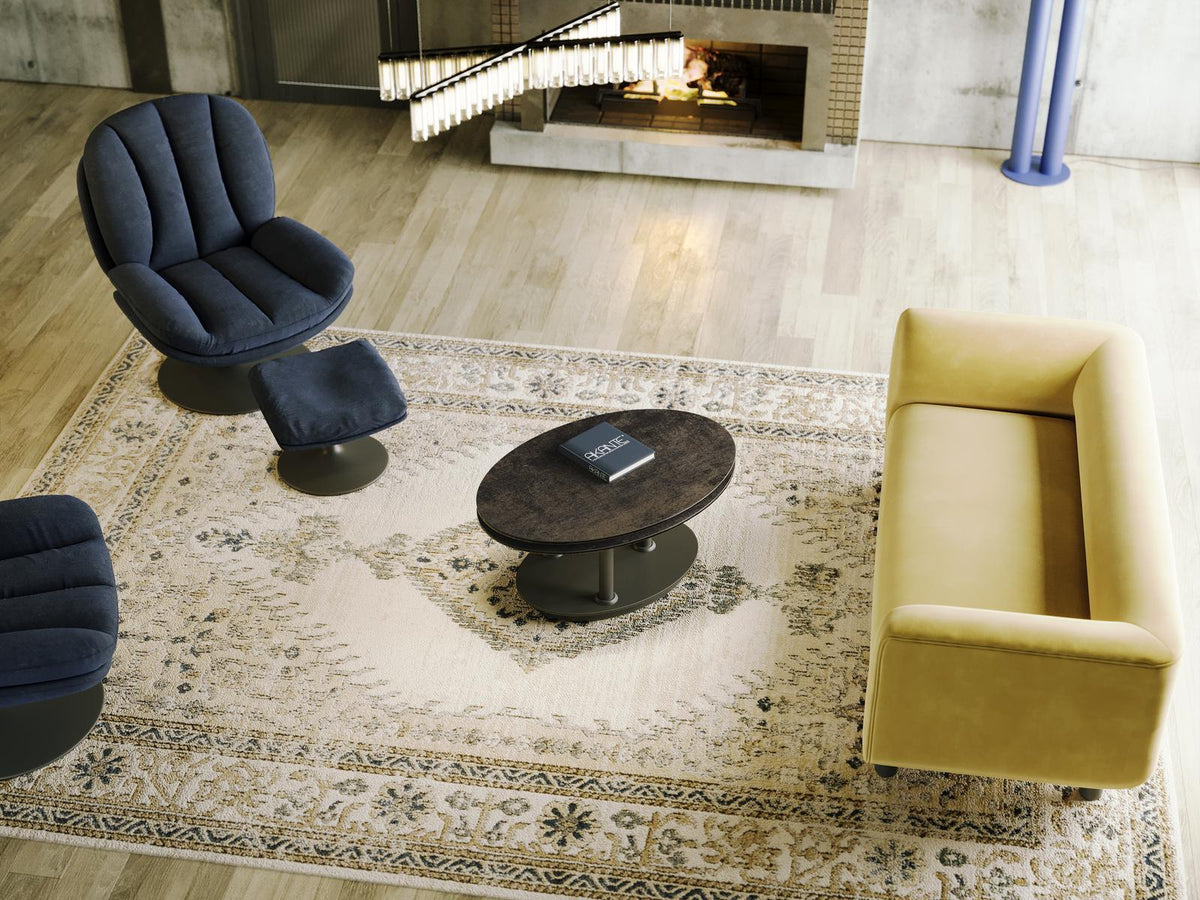 
Ausziehbarer, flexibler Design Keramik Couchtisch „Alba Roulette“ - Keramik Rostbraun