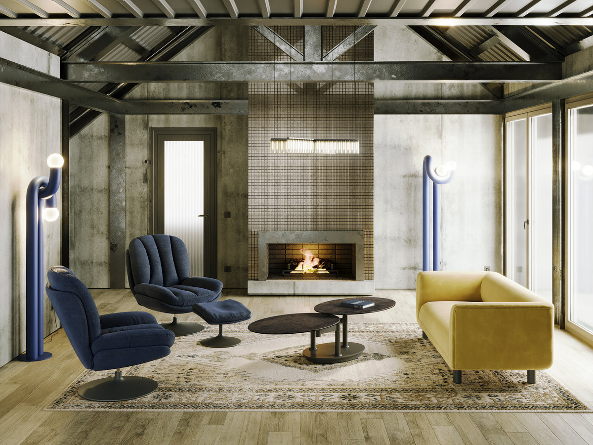 
Ausziehbarer, flexibler Design Keramik Couchtisch „Alba Roulette“ - Keramik Rostbraun