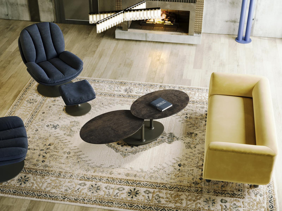 
Ausziehbarer, flexibler Design Keramik Couchtisch „Alba Roulette“ - Keramik Rostbraun