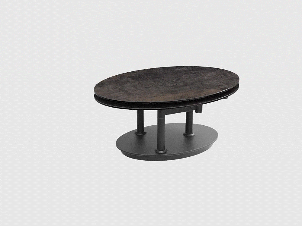 
Ausziehbarer, flexibler Design Keramik Couchtisch „Alba Roulette“ - Keramik Rostbraun