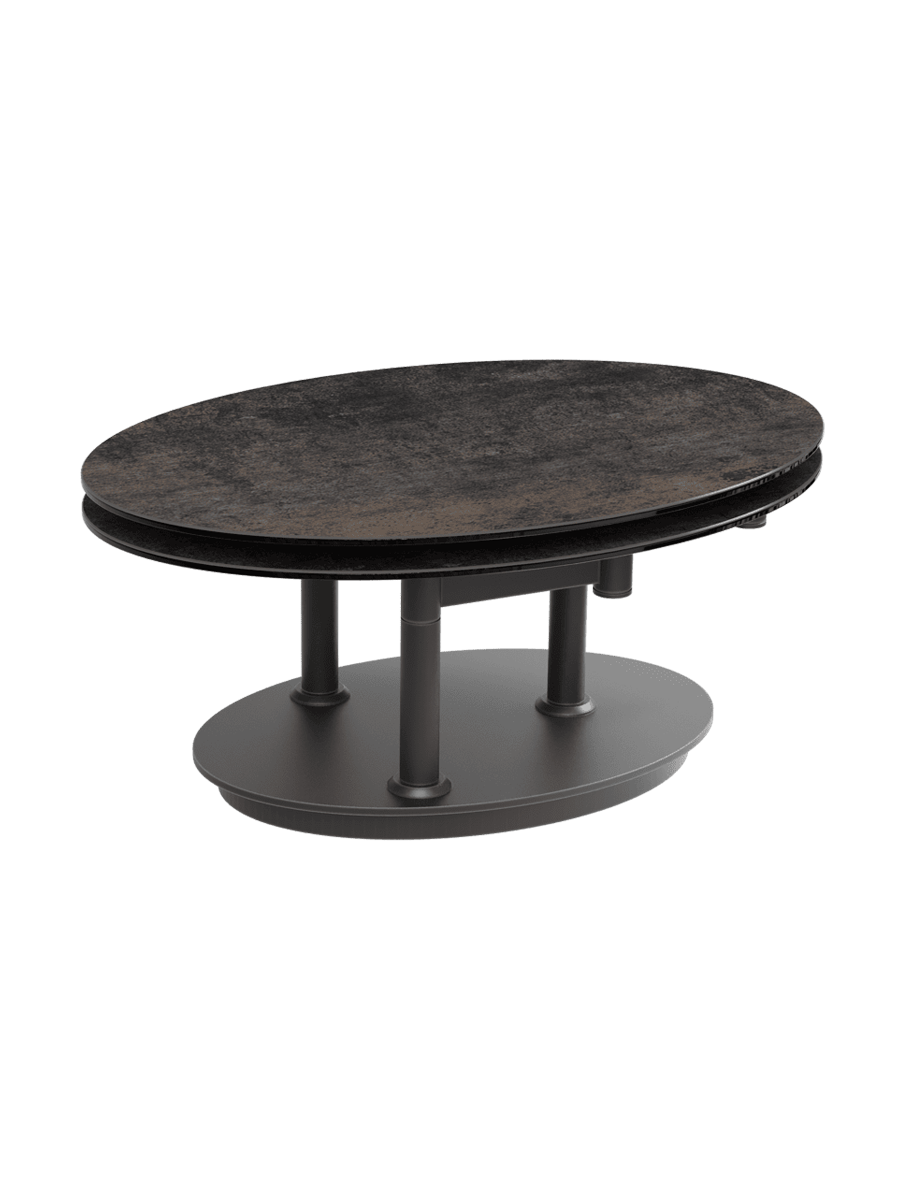 
Ausziehbarer, flexibler Design Keramik Couchtisch „Alba Roulette“ - Keramik Rostbraun