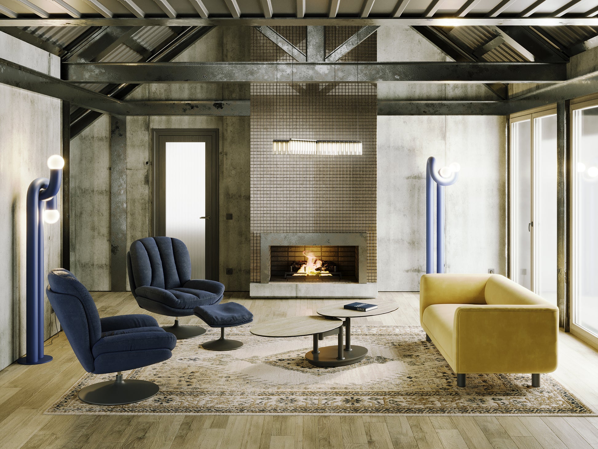 
Ausziehbarer, flexibler Design Keramik Couchtisch „Alba Roulette“ - Keramik Travertin
