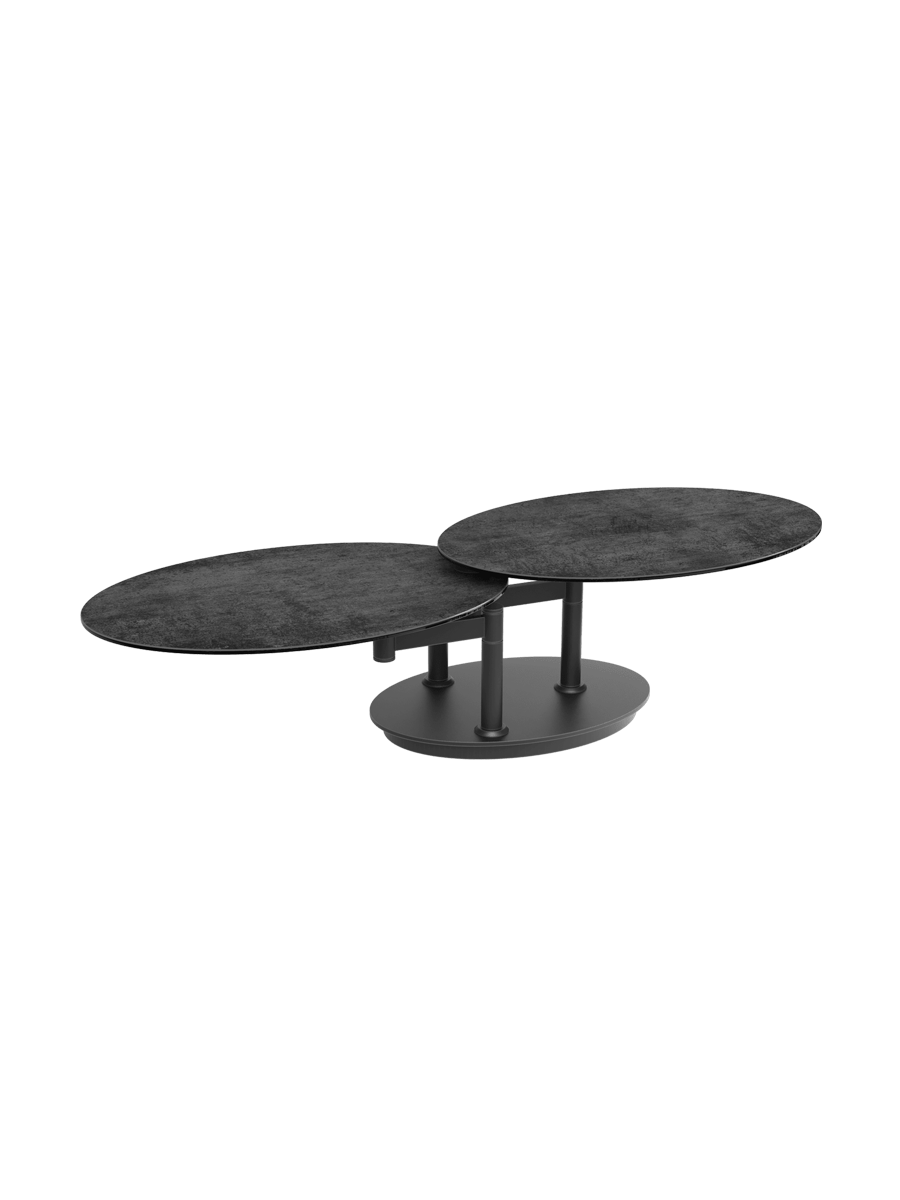 
Ausziehbarer, flexibler Design Keramik Couchtisch „Alba Roulette“ - Keramik Travertin