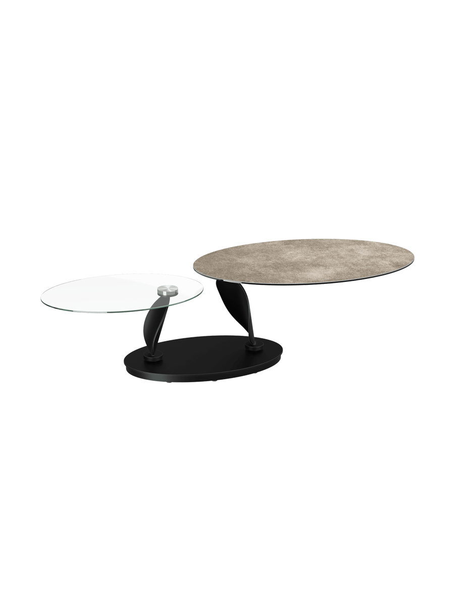 
Extendable, flexible designer ceramic coffee table "Rosa" - Cement Grey