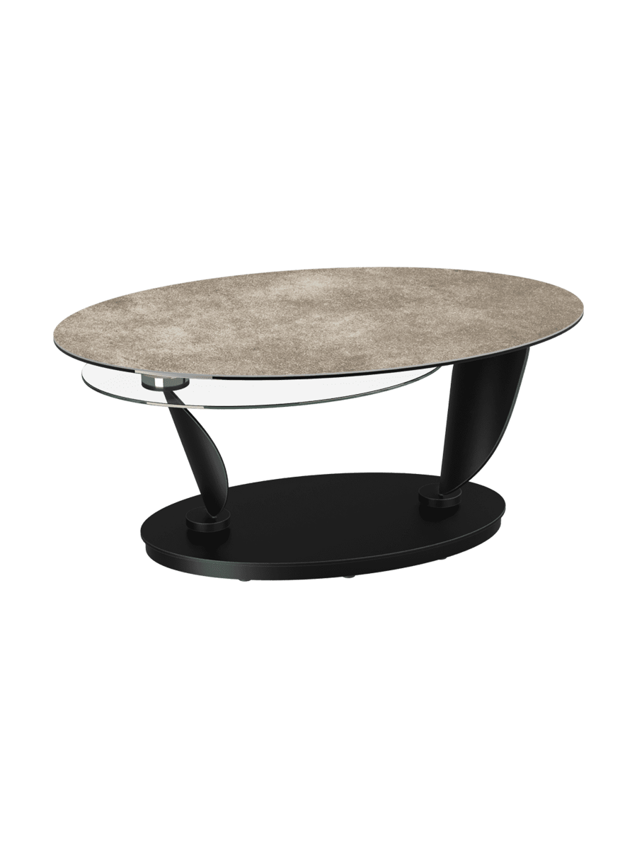 
Extendable, flexible designer ceramic coffee table "Rosa" - Cement Grey
