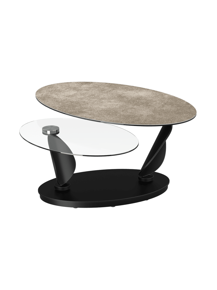 
Extendable, flexible designer ceramic coffee table "Rosa" - Cement Grey