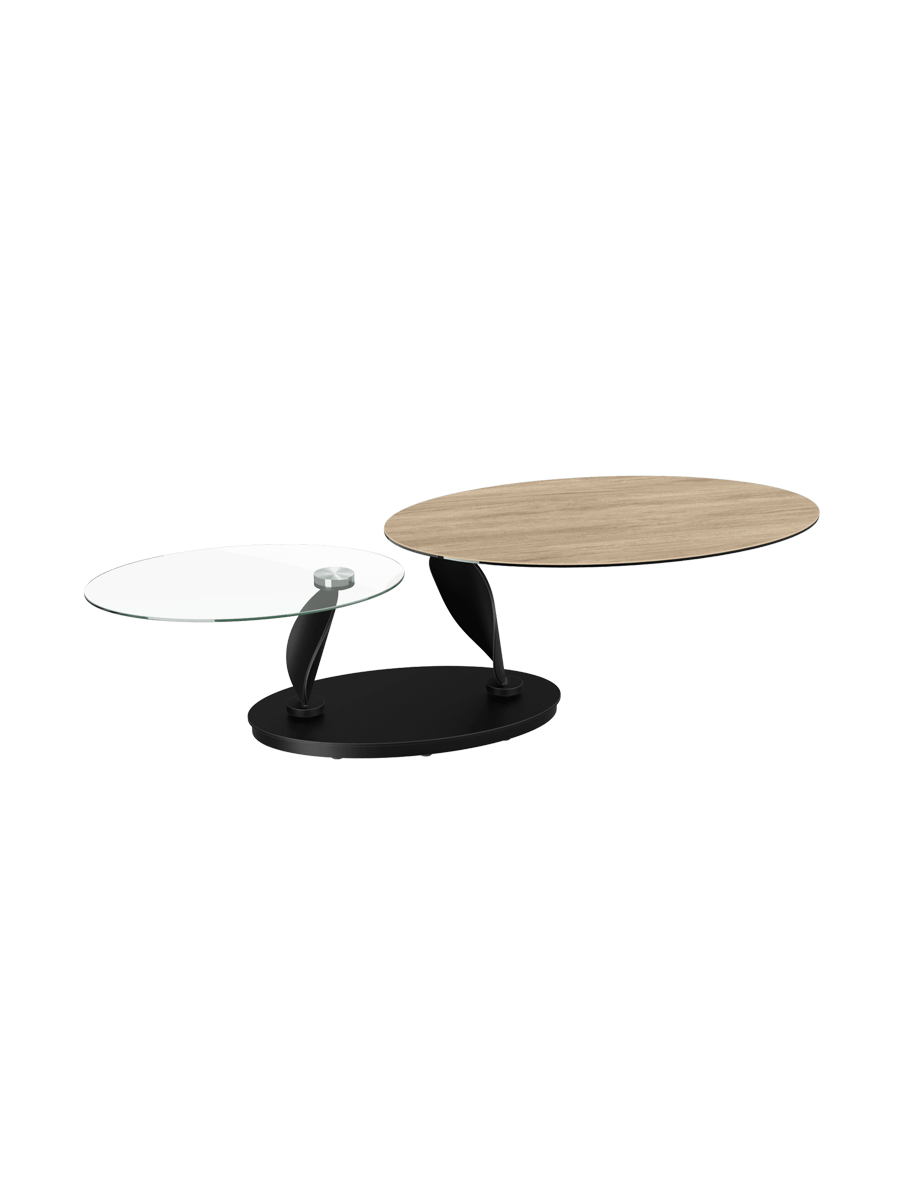 
Extendable, flexible designer ceramic coffee table "Rosa" - Cement Grey