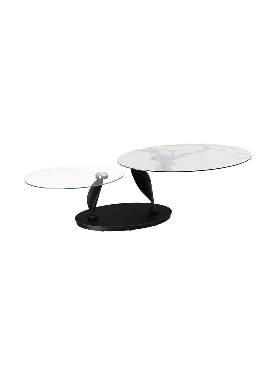 
Extendable, flexible designer ceramic coffee table "Rosa" - Cement Grey