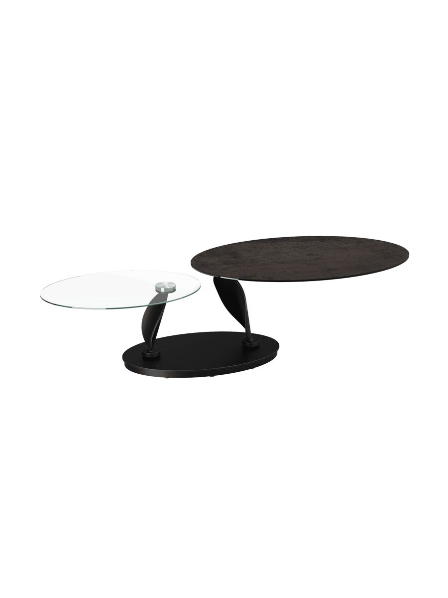 
Extendable, flexible designer ceramic coffee table "Rosa" - Cement Grey