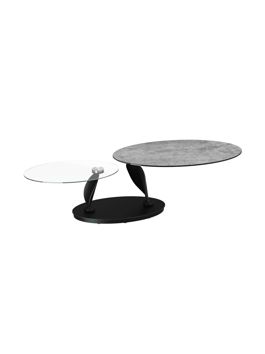 
Extendable, flexible designer ceramic coffee table "Rosa" - Cement Grey