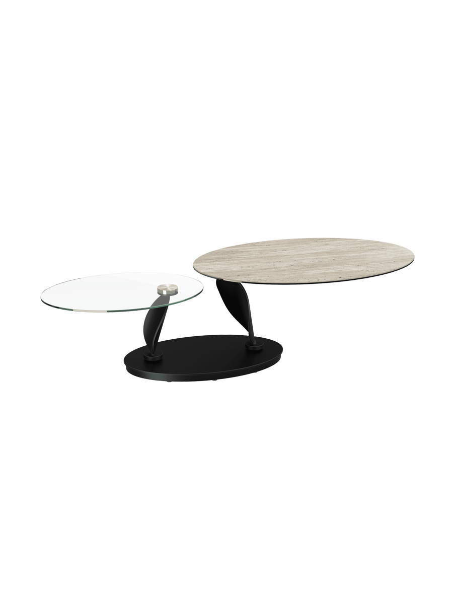 
Extendable, flexible designer ceramic coffee table "Rosa" - Cement Grey