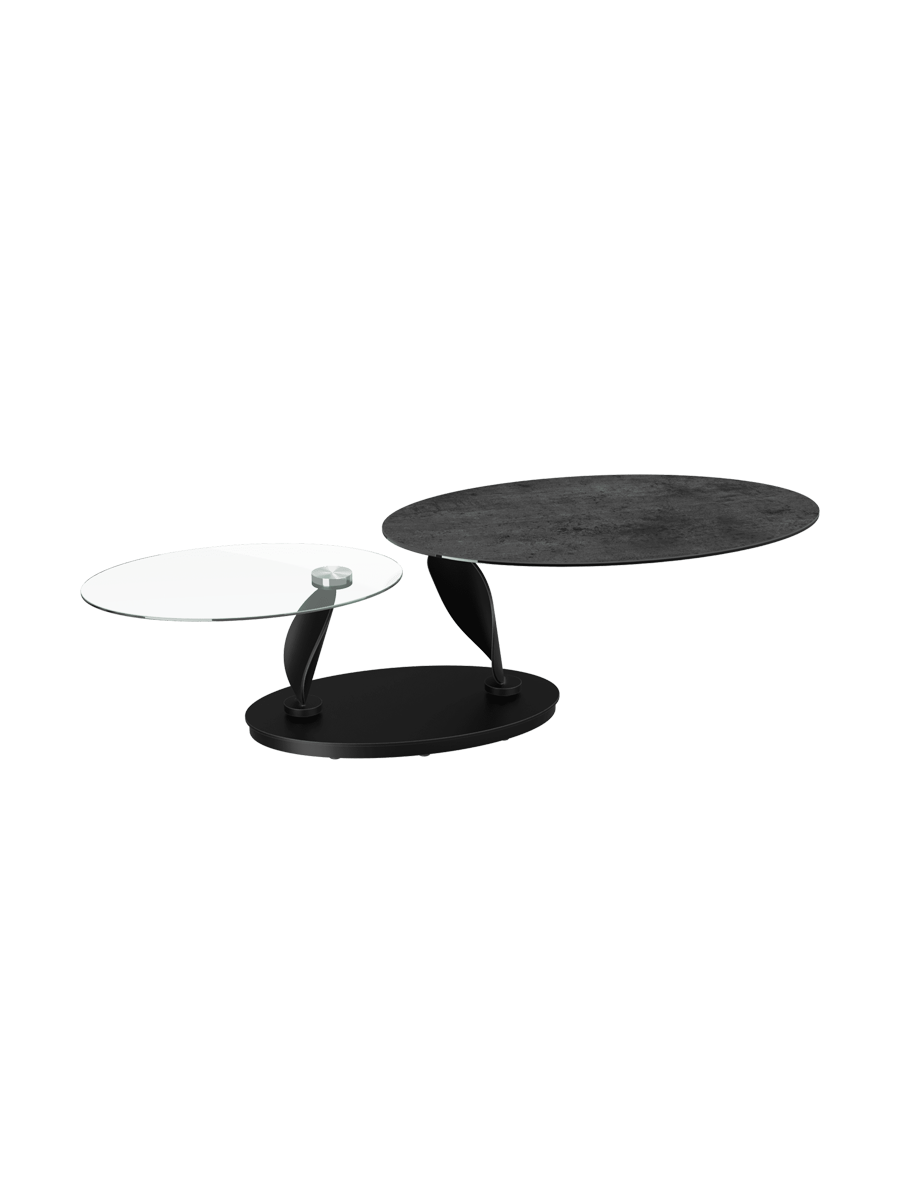 
Extendable, flexible designer ceramic coffee table "Rosa" - Cement Grey