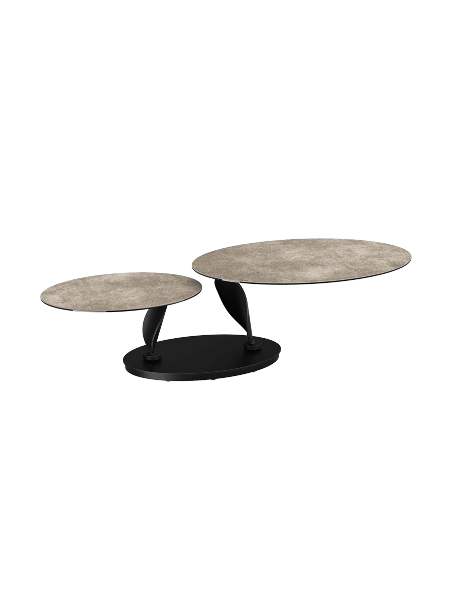 
Extendable, Flexible Designer Ceramic Coffee Table "Rosa Double" - Cement Grey
