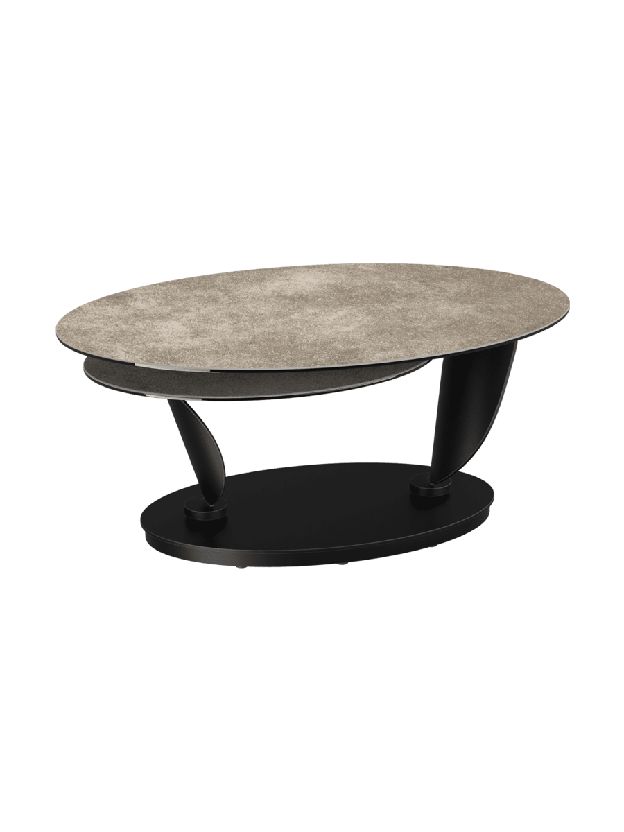 
Extendable, Flexible Designer Ceramic Coffee Table "Rosa Double" - Cement Grey