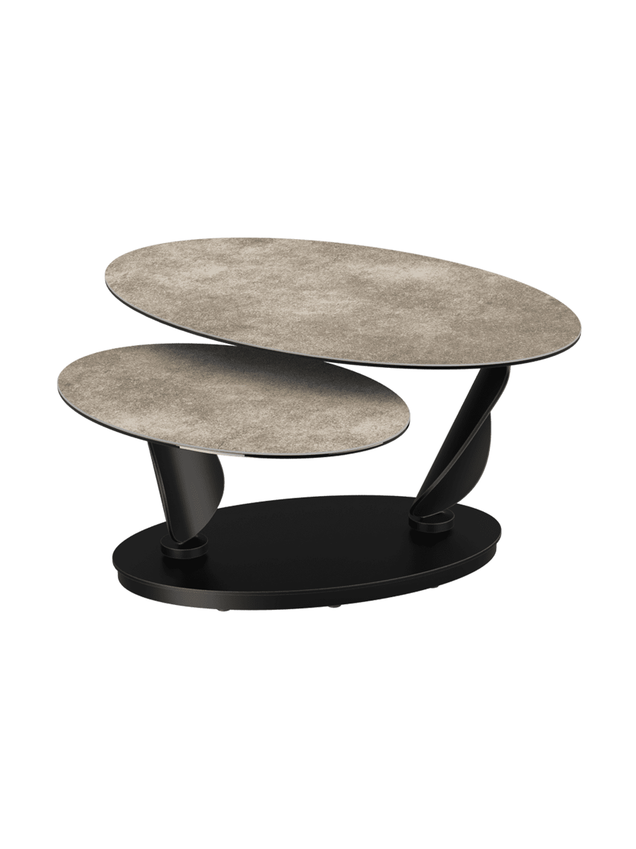 
Extendable, Flexible Designer Ceramic Coffee Table "Rosa Double" - Cement Grey