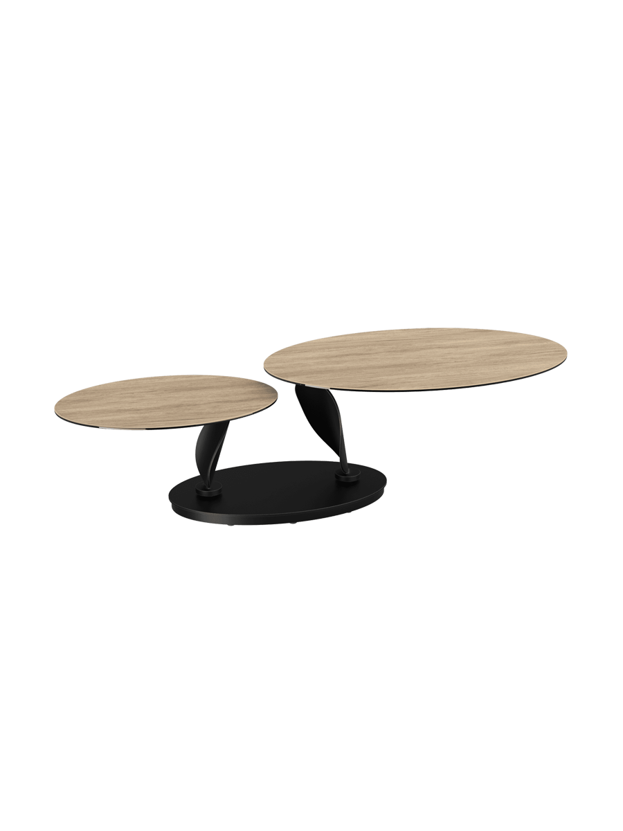 
Extendable, Flexible Designer Ceramic Coffee Table "Rosa Double" - Cement Grey