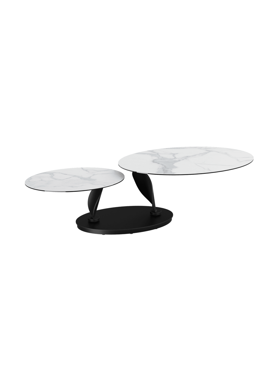 
Extendable, Flexible Designer Ceramic Coffee Table "Rosa Double" - Cement Grey