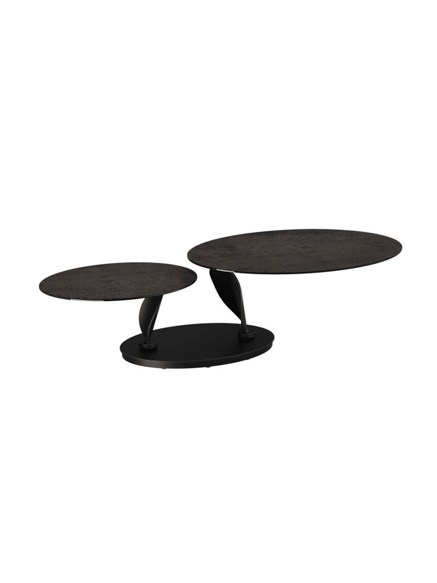 
Extendable, Flexible Designer Ceramic Coffee Table "Rosa Double" - Cement Grey