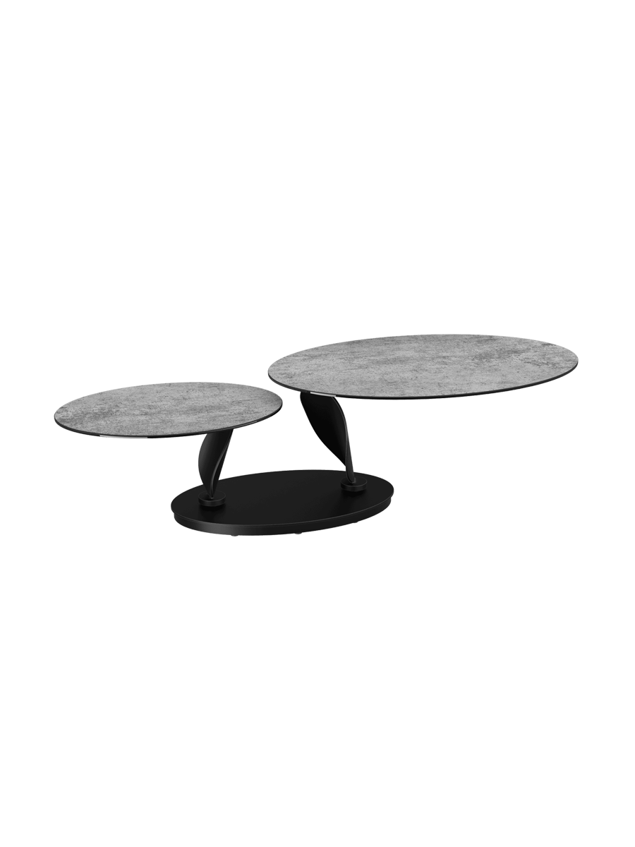 
Extendable, Flexible Designer Ceramic Coffee Table "Rosa Double" - Cement Grey
