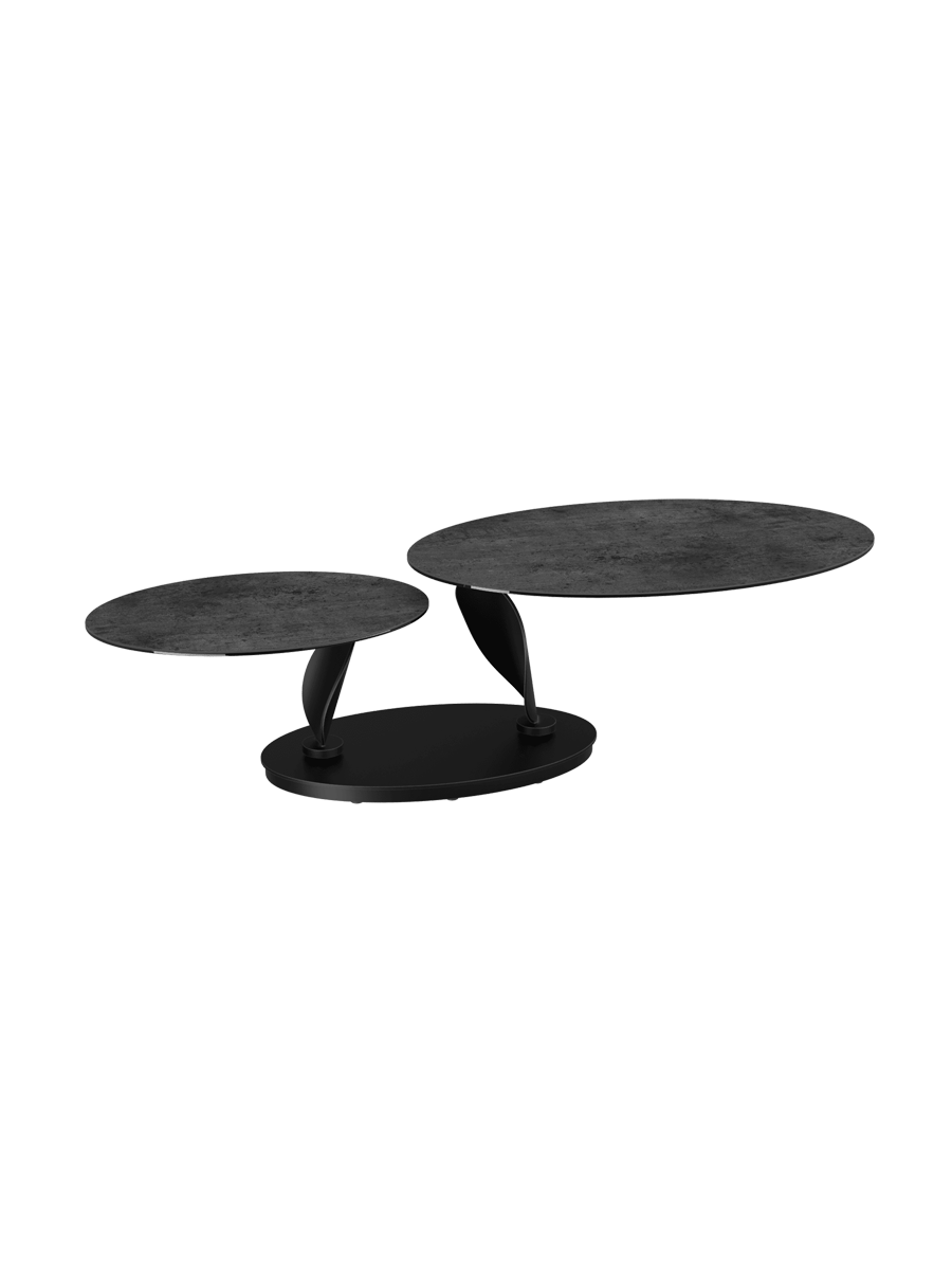 
Extendable, Flexible Designer Ceramic Coffee Table "Rosa Double" - Cement Grey