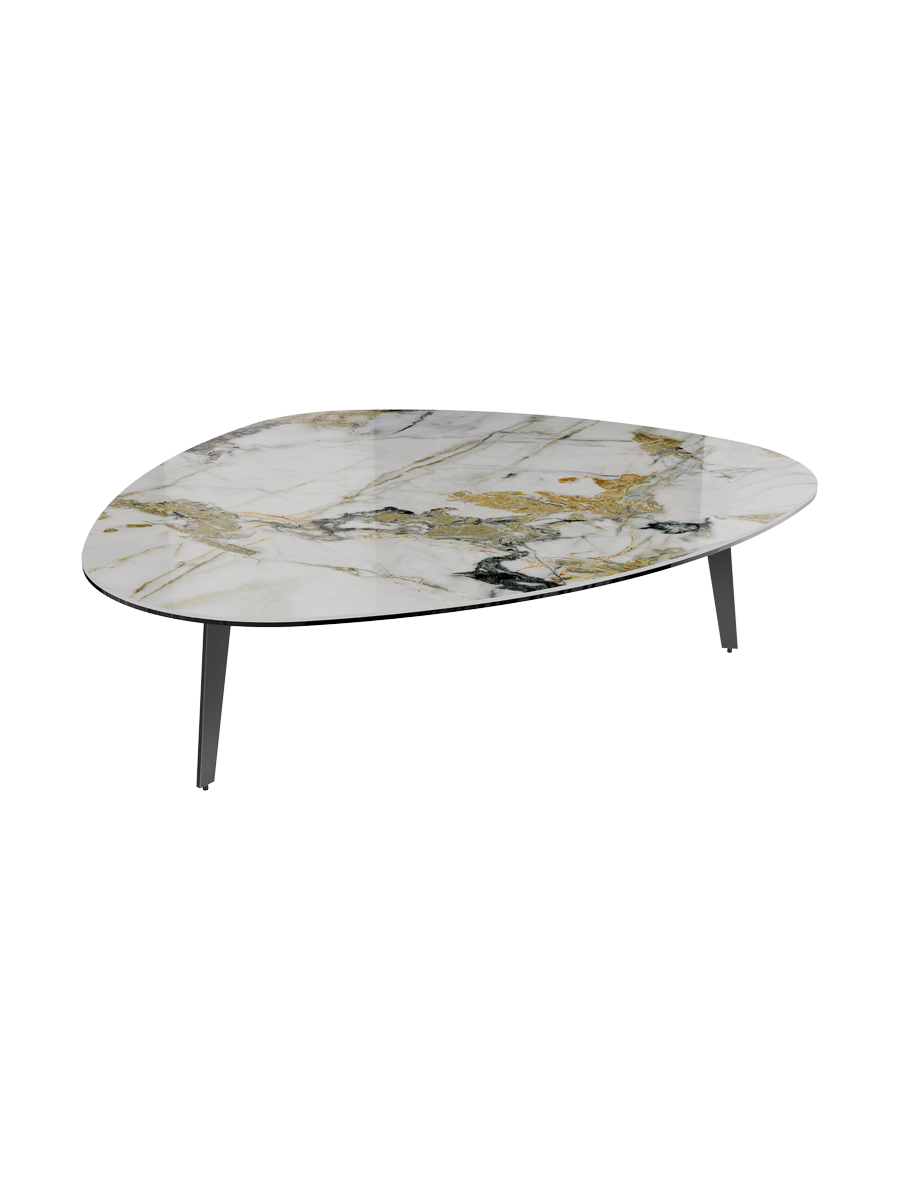 
Grande table basse design « Grande Galet » 140 x 120 cm - Effet marbre Doro / Hauteur 33 cm