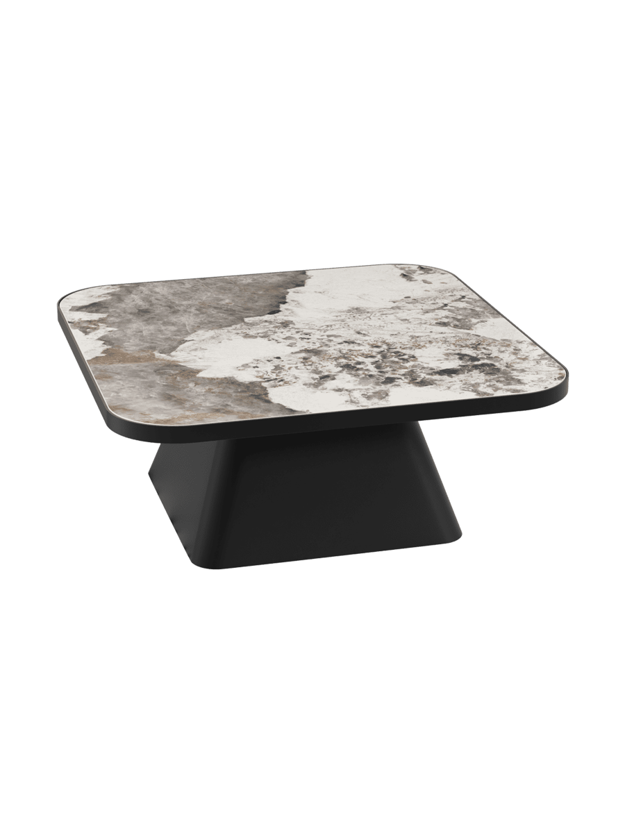 
Design Couchtisch „Petra“ 80 x 80 cm - Marmoroptik Marquina matt / 33 cm