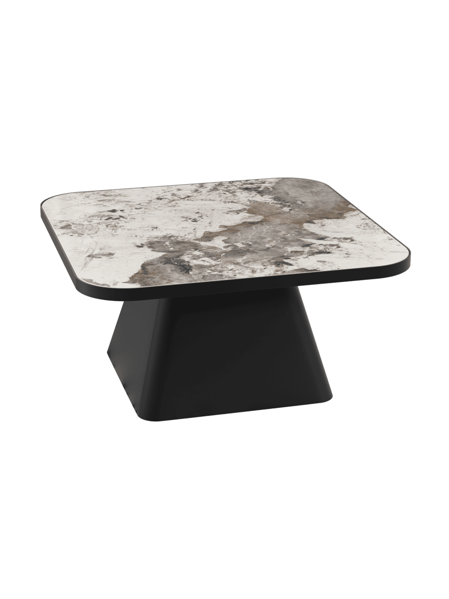 
Design Couchtisch „Petra“ 80 x 80 cm - Marmoroptik Marquina matt / 33 cm