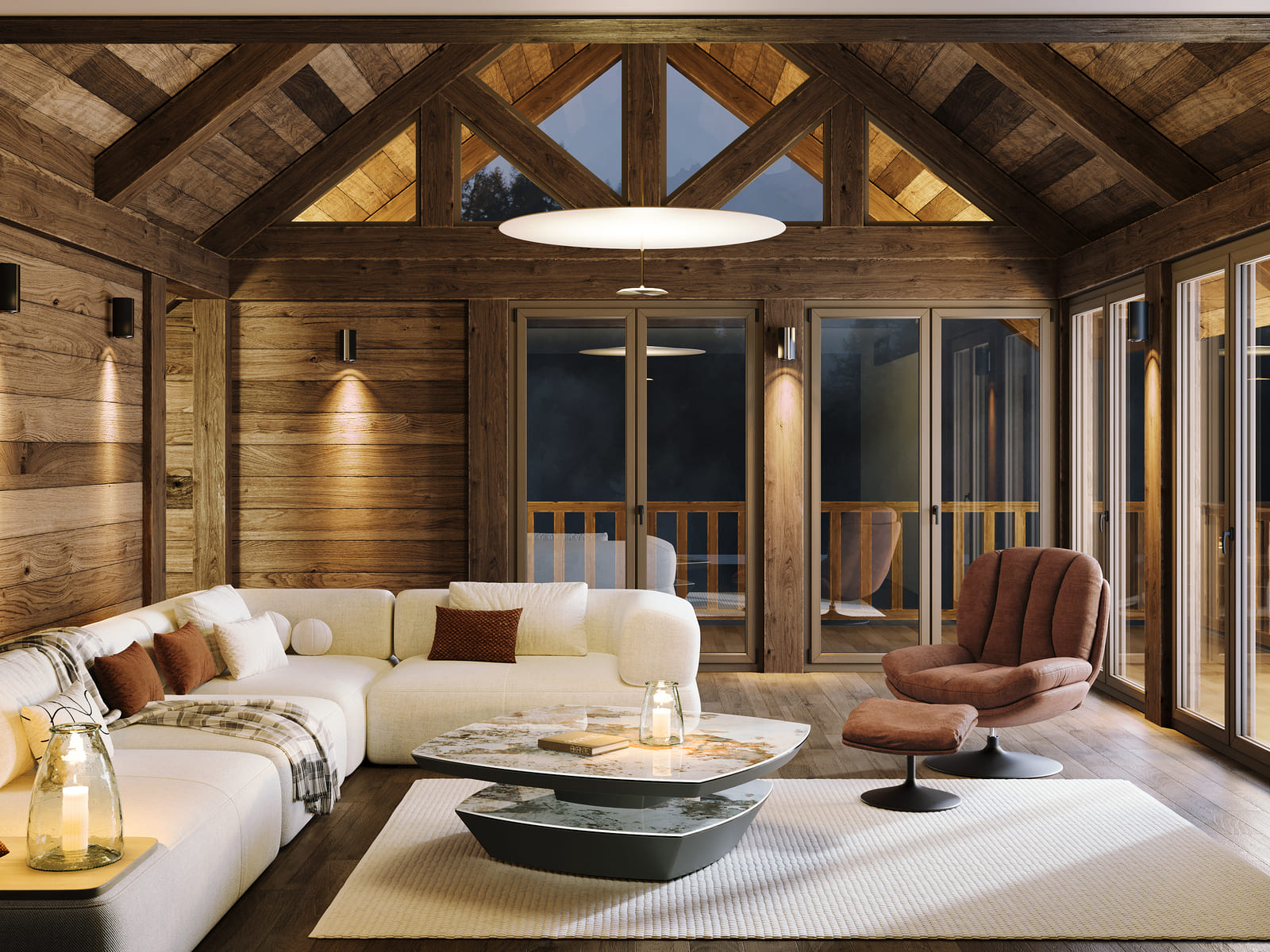 
Grosser Design Couchtisch „Dolmen“ 120 x 120 cm - Marmoroptik Calcatta glänzend