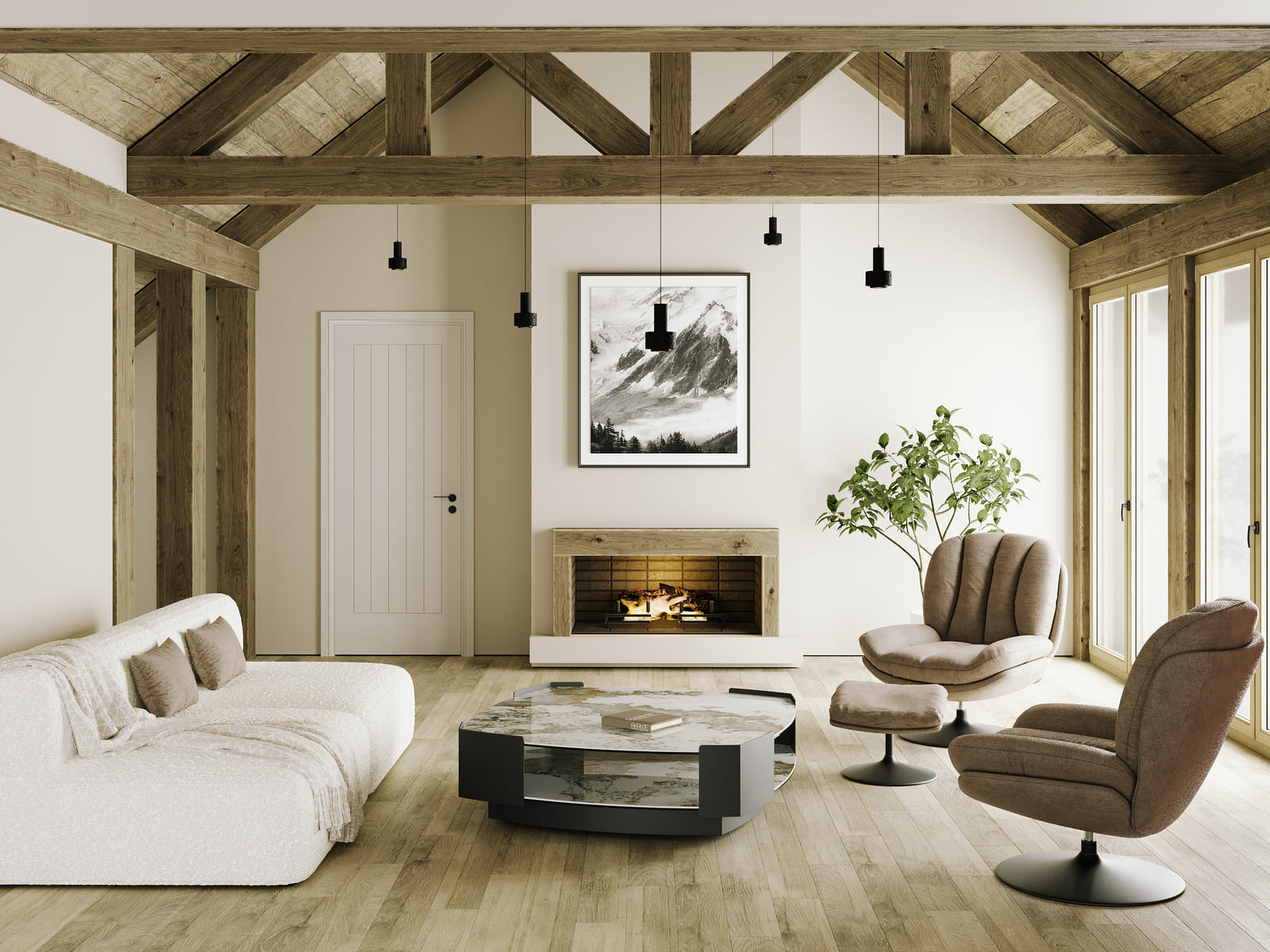 
Grande table basse design « Carnac » 120 x 120 cm - Aspect marbre Calacatta brillant