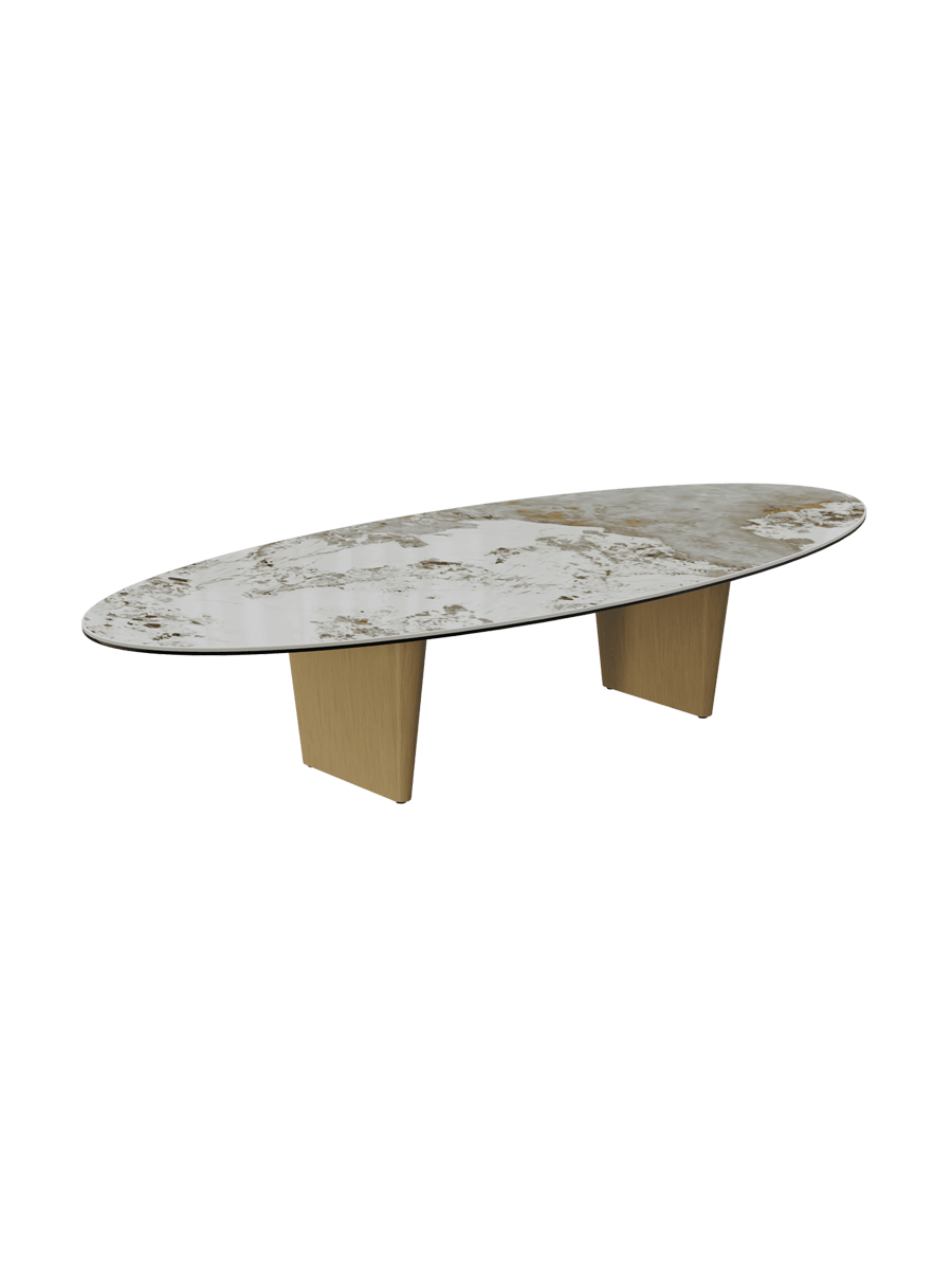 
Large Designer Coffee Table "Goliath" - Tabletop: Marble-look Doro / Base: Bronze / Length 140 cm, Width 70 cm, Height 33 cm
