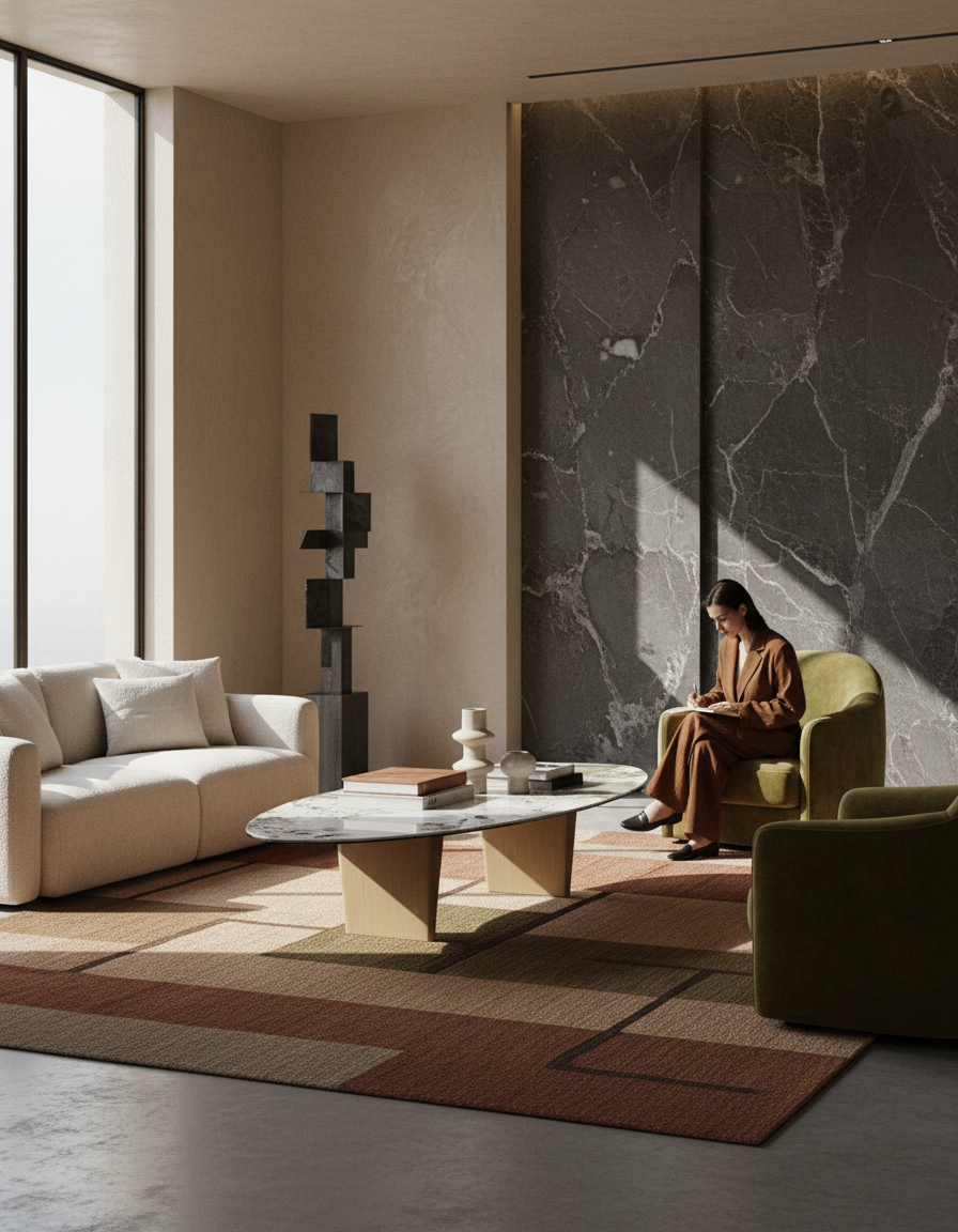 
Grosser Design Couchtisch „Goliath“ - Tischplatte: Marmoroptik Calcatta / Füsse: Bronze / Länge 140 cm, Breite 70 cm, Höhe 33 cm