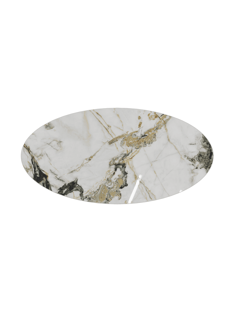 
Large Designer Coffee Table "Goliath" - Tabletop: Marble-look Doro / Base: Bronze / Length 140 cm, Width 70 cm, Height 33 cm