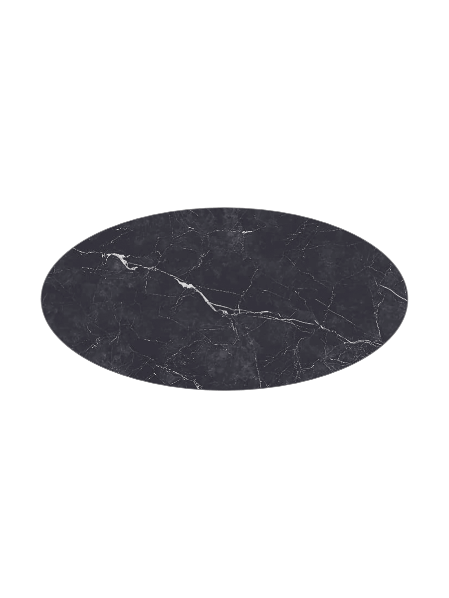 
Grande table basse design « Goliath » - Plateau de table : aspect marbre Marquina / Piétement : bronze / Longueur 140 cm, largeur 70 cm, hauteur 33 cm