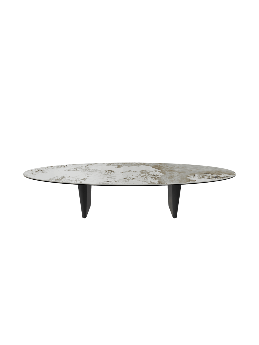 
Grande tavolino da salotto di design «Goliath» - Piano del tavolo: effetto marmo Calcatta / gambe: Nero / Lunghezza 140 cm, larghezza 70 cm, altezza 33 cm