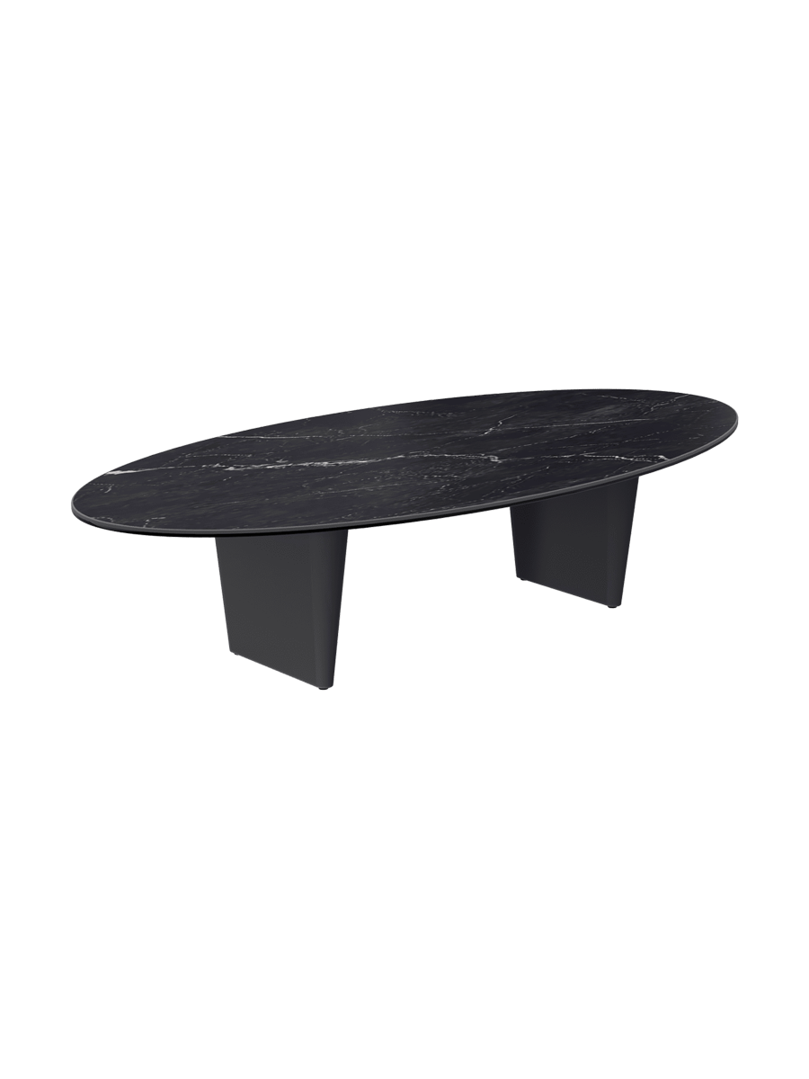 
Large Designer Coffee Table "Goliath" - Tabletop: Marble-look Doro / Base: Bronze / Length 140 cm, Width 70 cm, Height 33 cm
