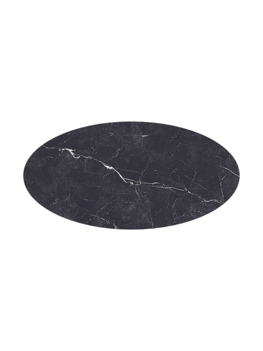 
Grosser Design Couchtisch „Goliath“ - Tischplatte: Marmoroptik Marquina / Füsse: Schwarz / Länge 140 cm, Breite 70 cm, Höhe 38 cm