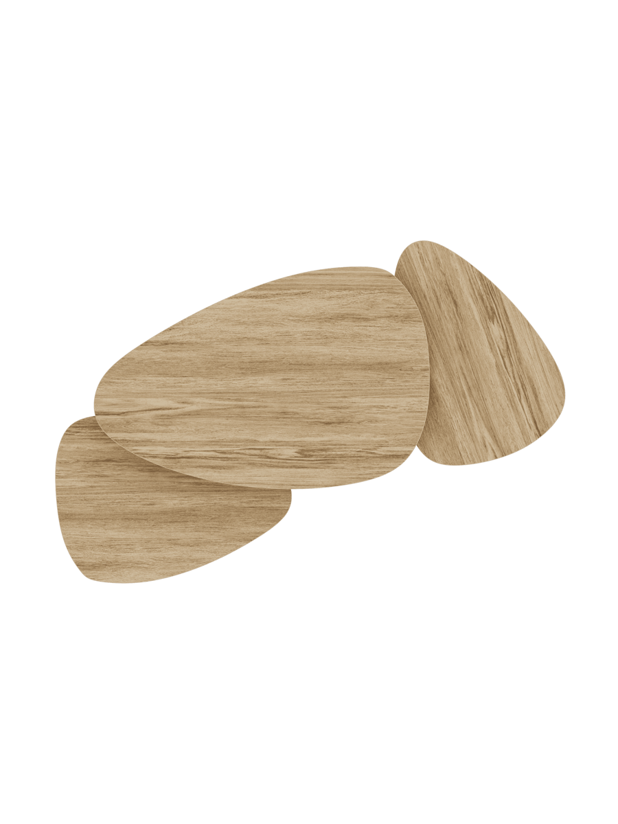 
Extendable, Flexible Designer Ceramic Coffee Table "Camelias" - Ceramic Light Oak