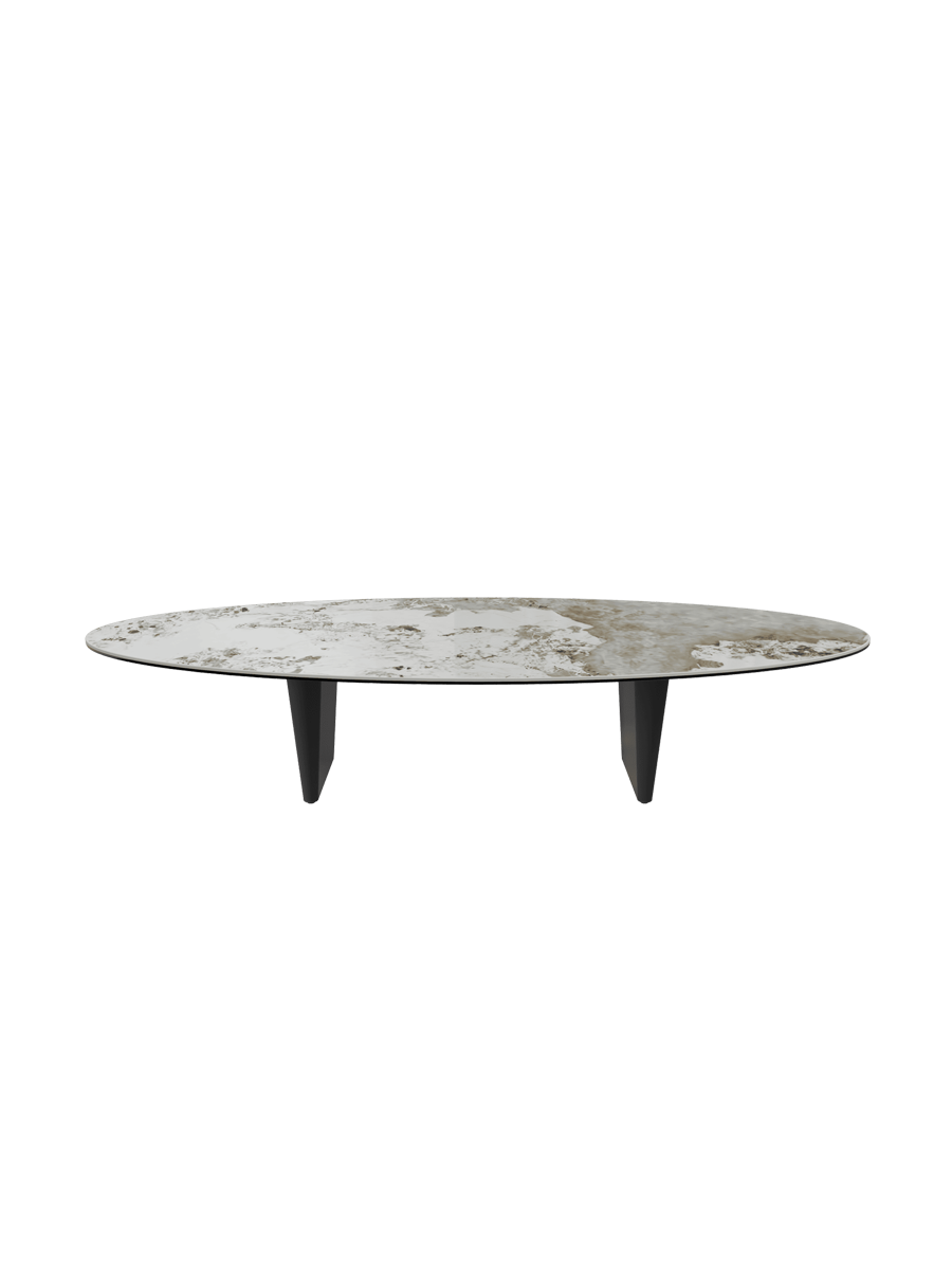 
Grosser Design Couchtisch „Goliath“ - Tischplatte: Marmoroptik Calcatta / Füsse: Schwarz / Länge 160 cm, Breite 70 cm, Höhe 33 cm
