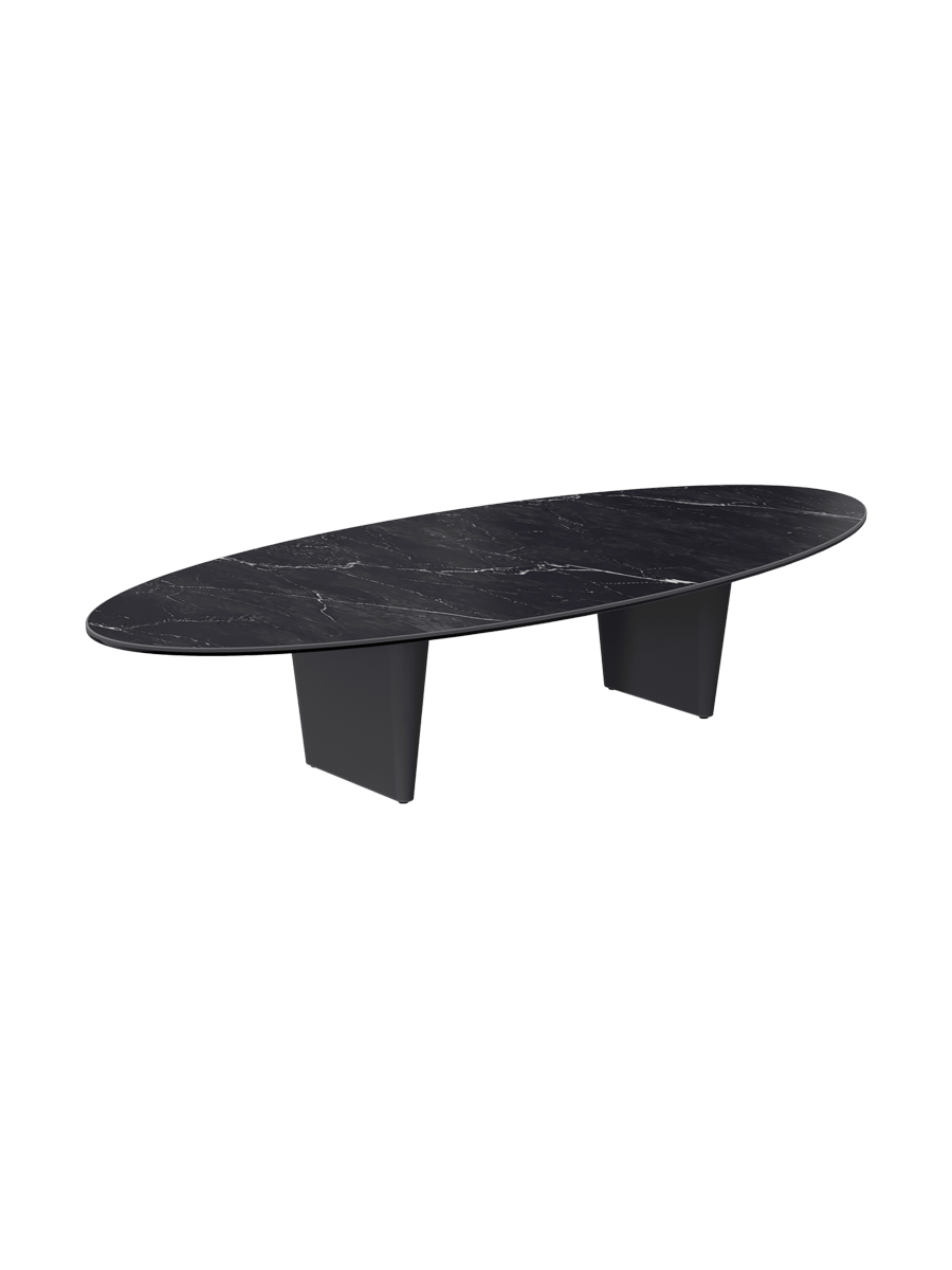
Large Designer Coffee Table "Goliath" - Tabletop: Marble-look Doro / Base: Bronze / Length 140 cm, Width 70 cm, Height 33 cm