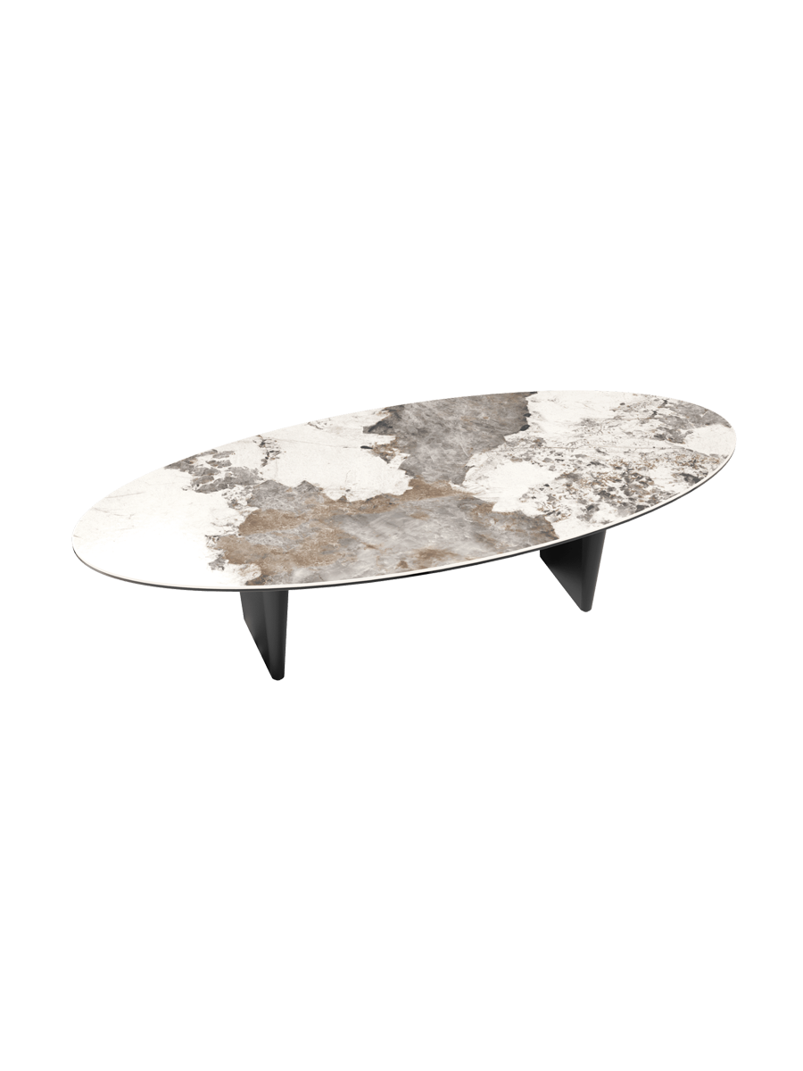 
Grande tavolino da salotto di design «Goliath» - Piano del tavolo: effetto marmo Calcatta / gambe: Nero / Lunghezza 160 cm, larghezza 70 cm, altezza 38 cm