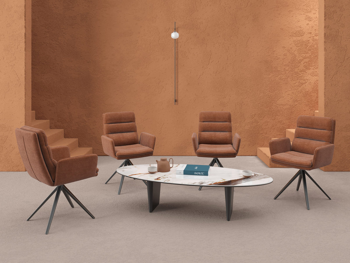 
Grande tavolino da salotto di design «Goliath» - Piano del tavolo: effetto marmo Fiorentino / Gambe: Nero / Lunghezza 160 cm, larghezza 70 cm, altezza 38 cm