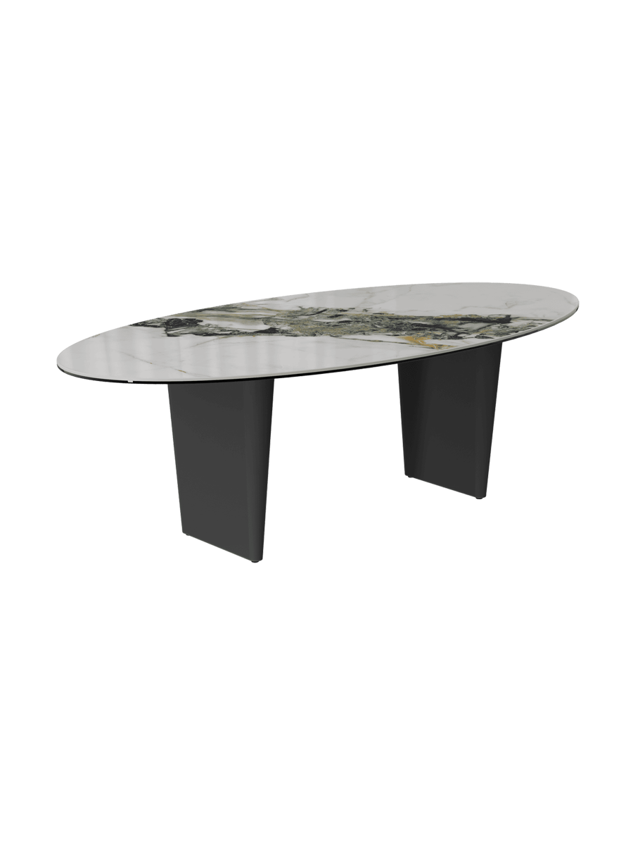 
Large Designer Coffee Table "Goliath" - Tabletop: Marble-look Doro / Base: Bronze / Length 140 cm, Width 70 cm, Height 33 cm