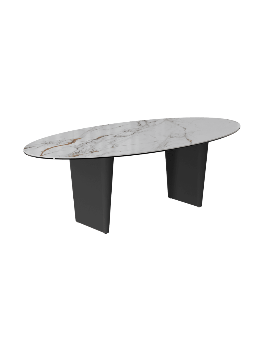 
Large Designer Coffee Table "Goliath" - Tabletop: Marble-look Doro / Base: Bronze / Length 140 cm, Width 70 cm, Height 33 cm