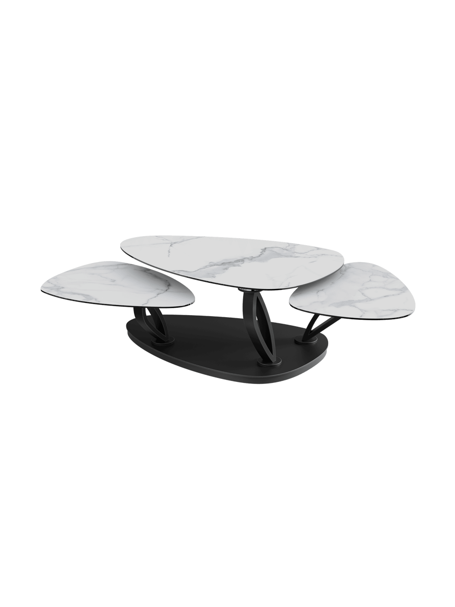 
Extendable, flexible design ceramic coffee table "Magnolias" - Ceramic Silver / Without roles