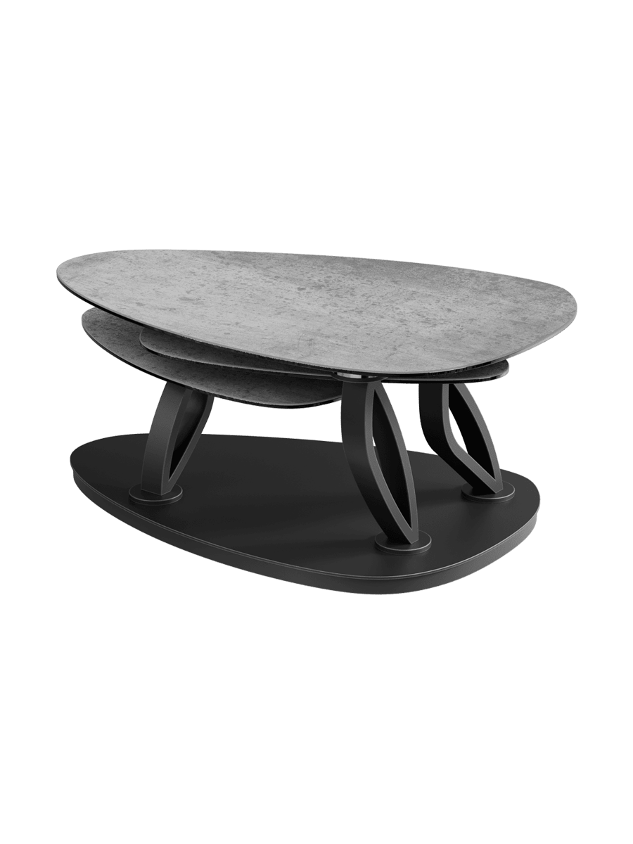 
Extendable, flexible design ceramic coffee table "Magnolias" - Ceramic Silver / Without roles