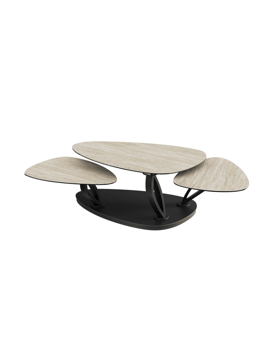 
Extendable, flexible design ceramic coffee table "Magnolias" - Ceramic Silver / Without roles