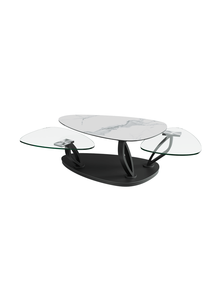 
Extendable, flexible design ceramic coffee table "Magnolias" - Ceramic Silver / Without roles