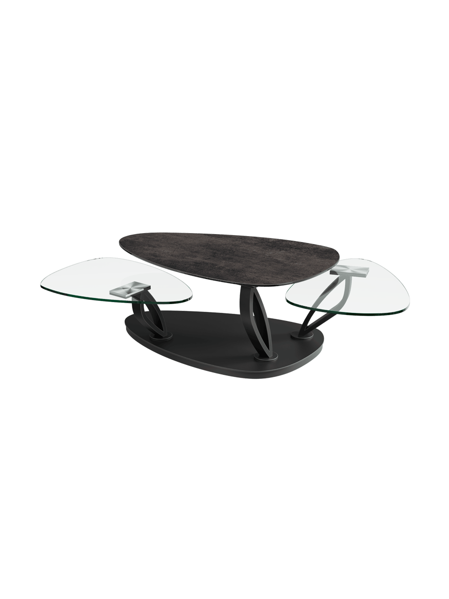 
Extendable, flexible design ceramic coffee table "Magnolias" - Ceramic Silver / Without roles